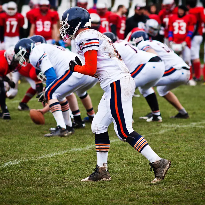 Football players during a game