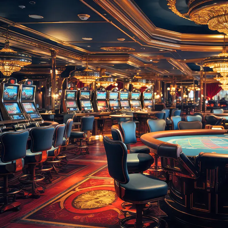 Casino interior with slot machines