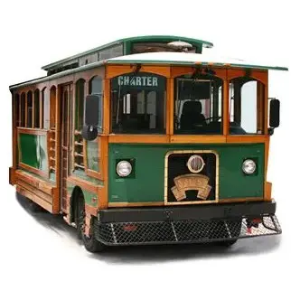 Green vintage charter bus trolley