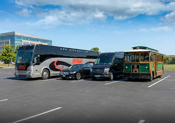 Charter bus and vehicle lineup